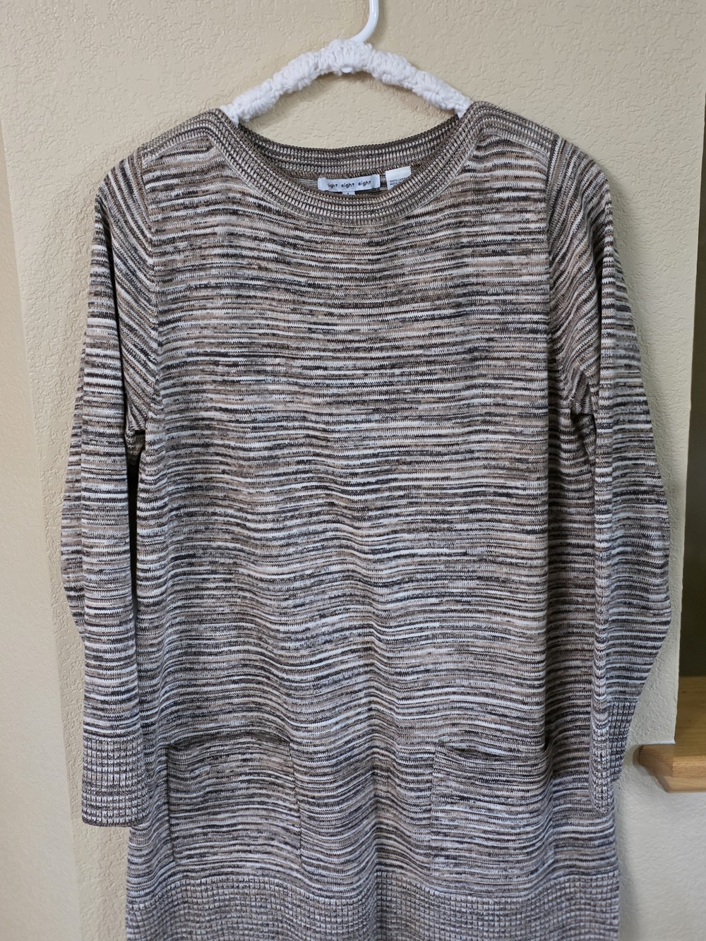 Striped Crewneck Sweater in Brown and Cream